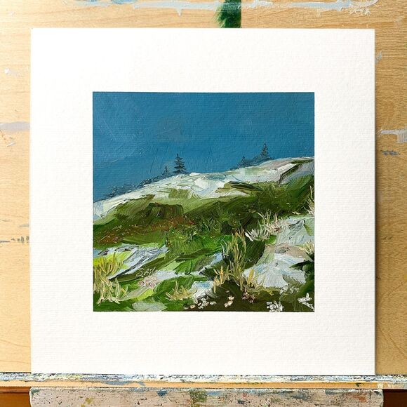 8x8 Maine Original Oil Painting Acadia Cadillac Mountain New England Art Signed - Picture 2 of 8